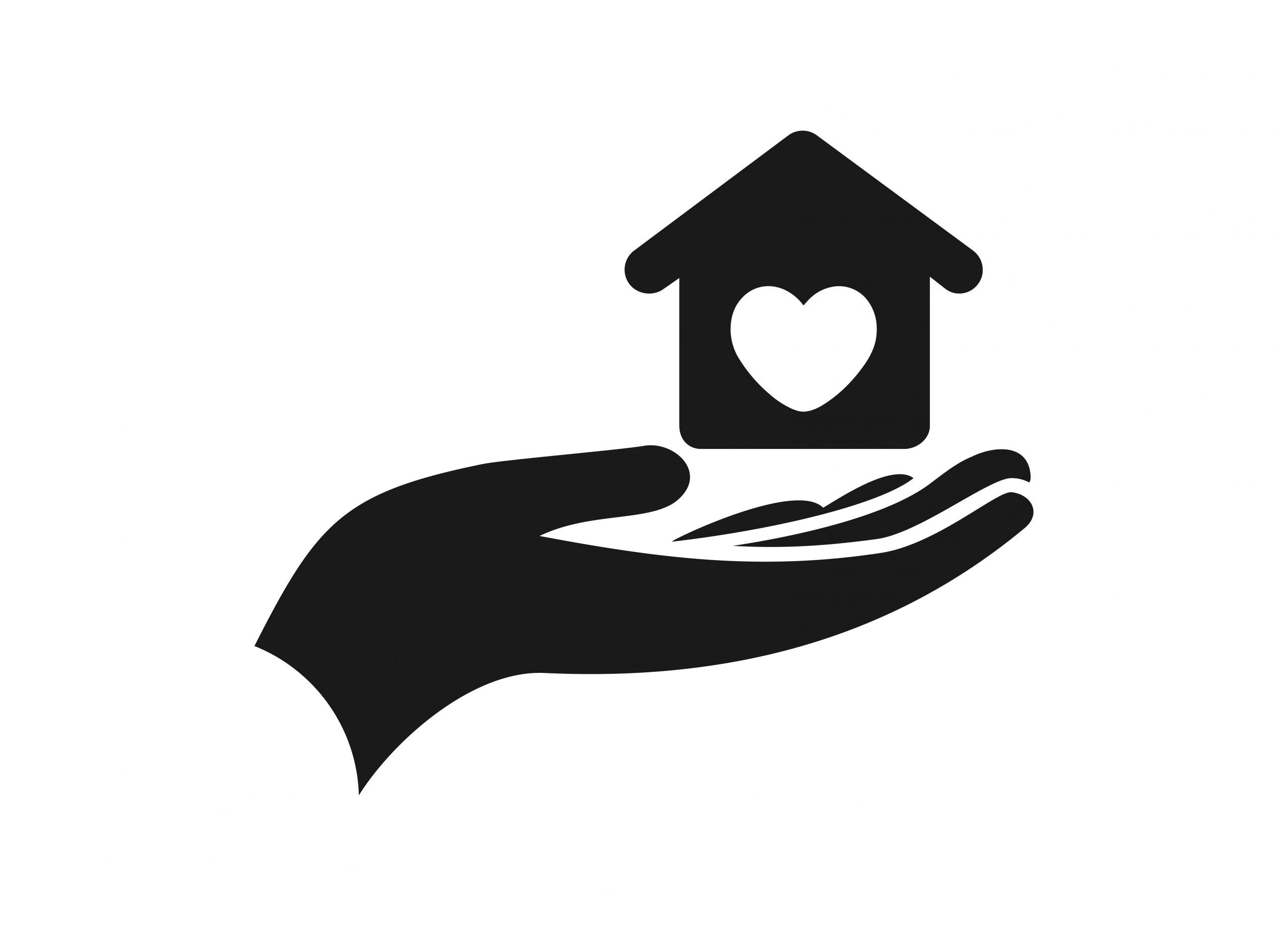 Hand holding house with heart inside icon,Love and support family icon