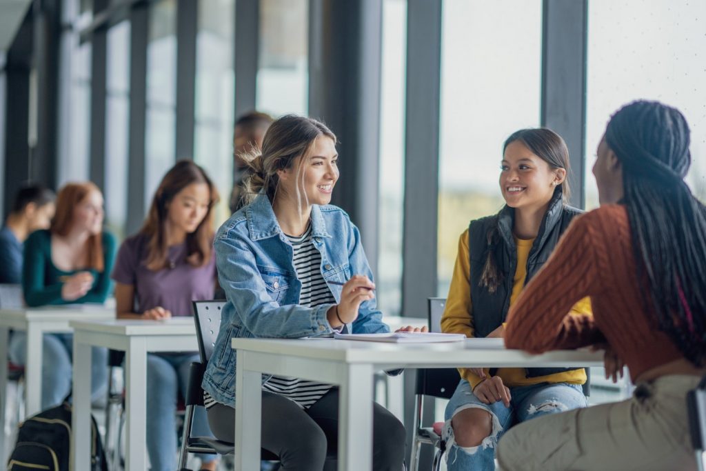 college students socializing