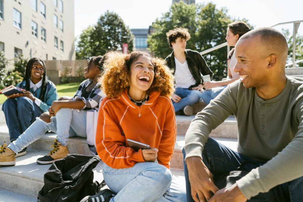 college students socializing