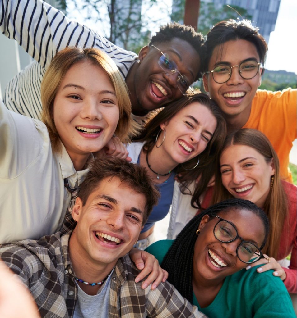 group of college students smiling