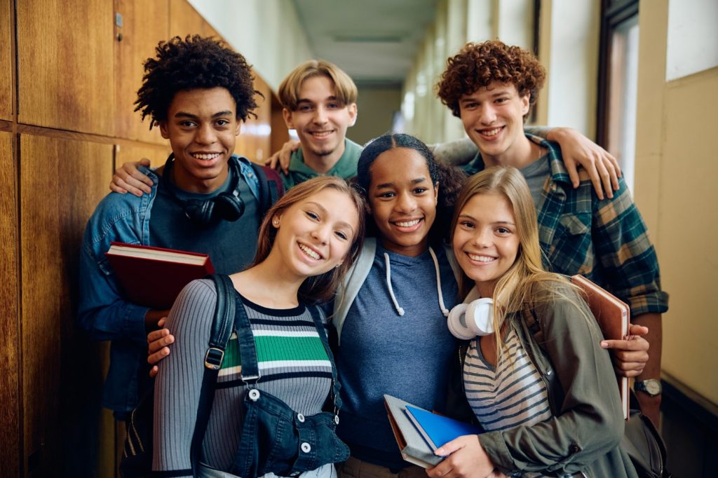 Group of multi racial college students