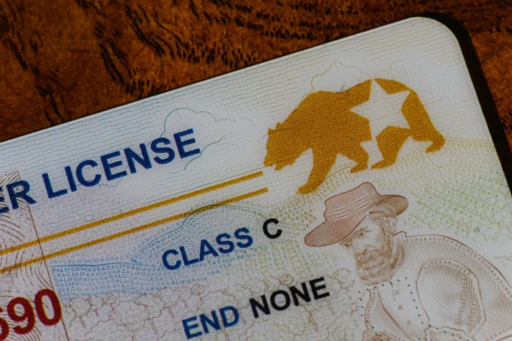 Closeup of California Real ID driver license